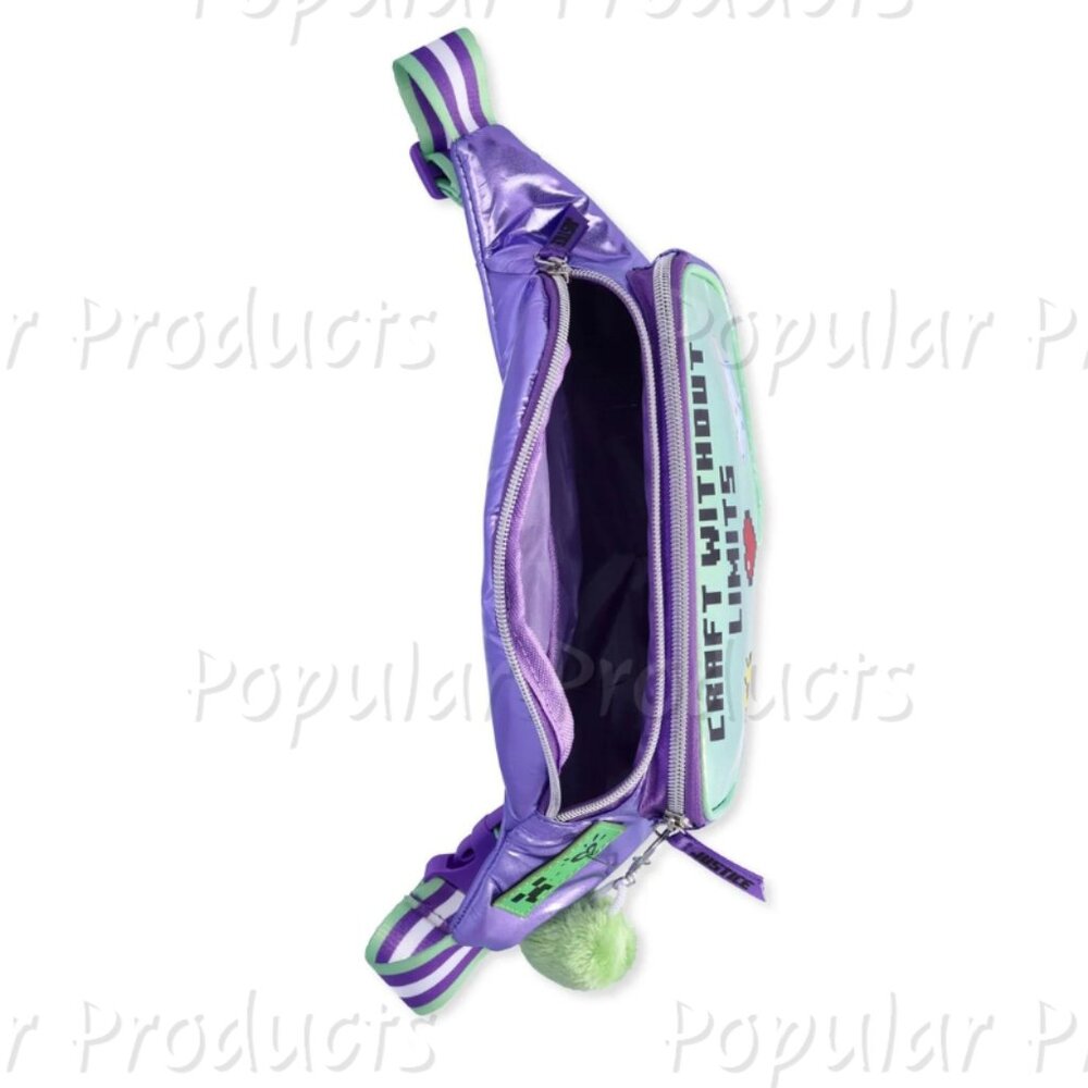 Justice | Minecraft Colorblock Sling Bag, Purple/Green - Picture 4 of 4